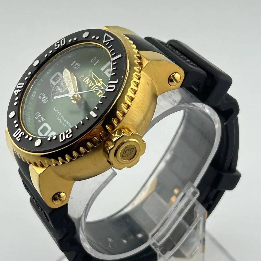 Invicta pro driver 21521 Gold and Black Watch with Green Dial #591